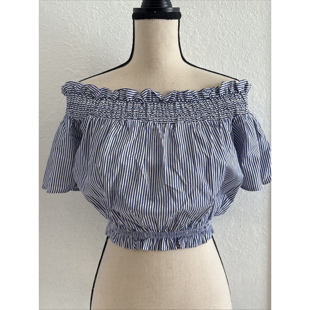 Chocolate Shirt Womens Striped Blouse Cropped Size Small